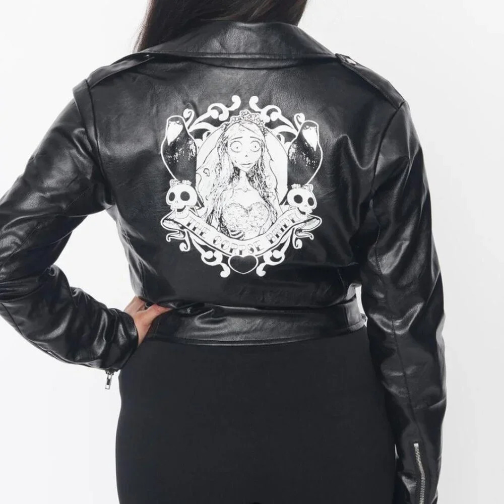 Size 1X - NWT Corpse Bride x Unique Vintage Black Vegan Leather Jacket